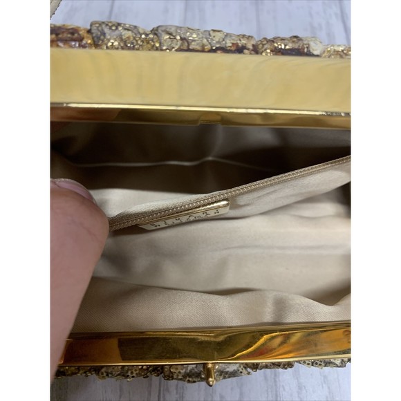 Womens Stuart Weitzman Vintage Gold Snake Skin Clutch - Picture 7 of 9
